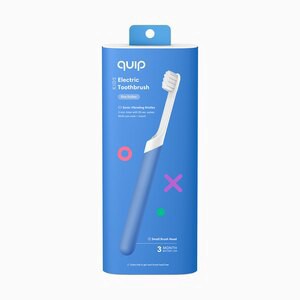 slide 1 of 1, Quip Kids Electric Toothbrush Kit With Built-In Timer And Travel Case, Soft Bristle Brush Head, Blue Rubber, 1 ct
