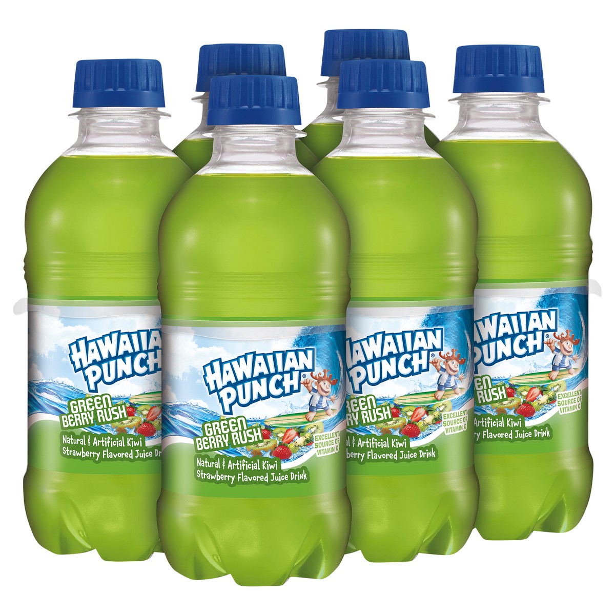 slide 6 of 11, Hawaiian Punch Green Berry Rush Juice Drink, 10 fl oz bottles, 6 pack, 6 ct