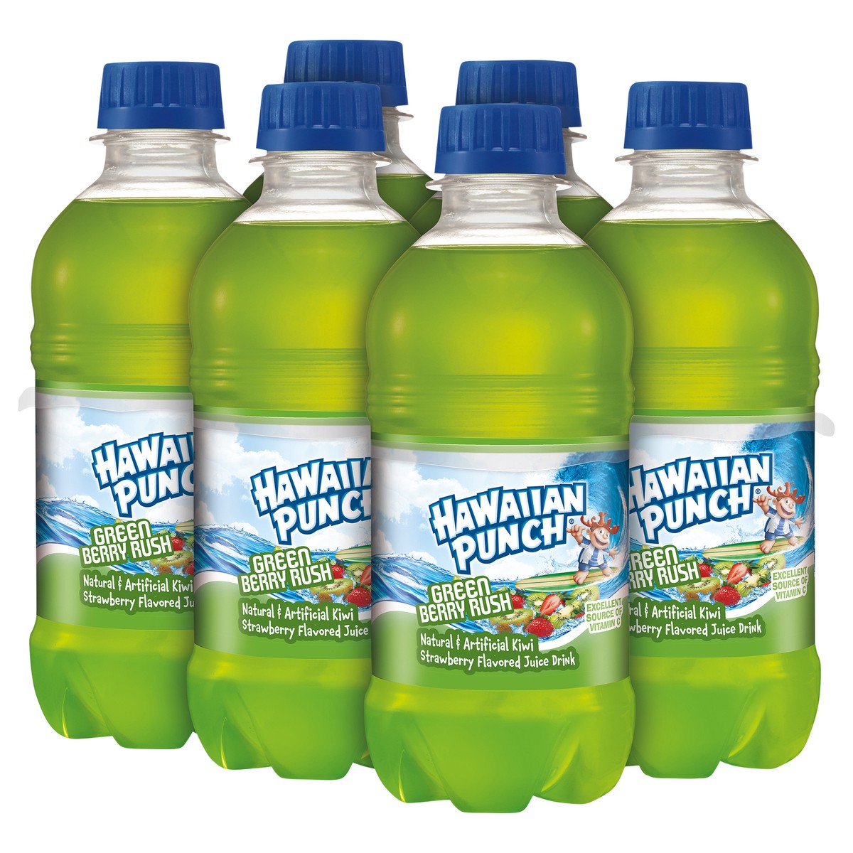 slide 8 of 11, Hawaiian Punch Green Berry Rush Juice Drink, 10 fl oz bottles, 6 pack, 6 ct