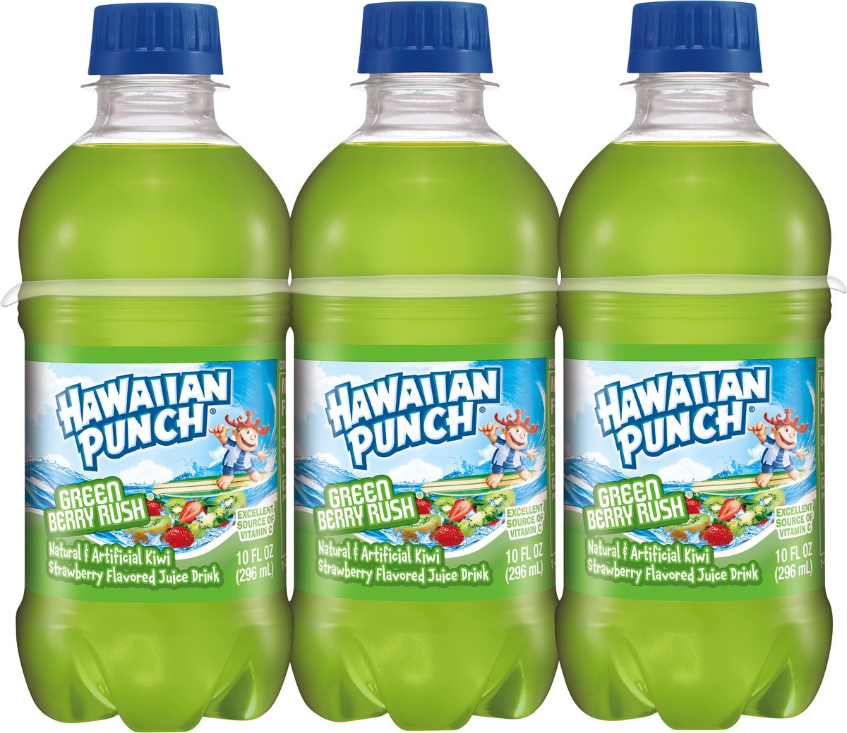 slide 2 of 11, Hawaiian Punch Green Berry Rush Juice Drink, 10 fl oz bottles, 6 pack, 6 ct