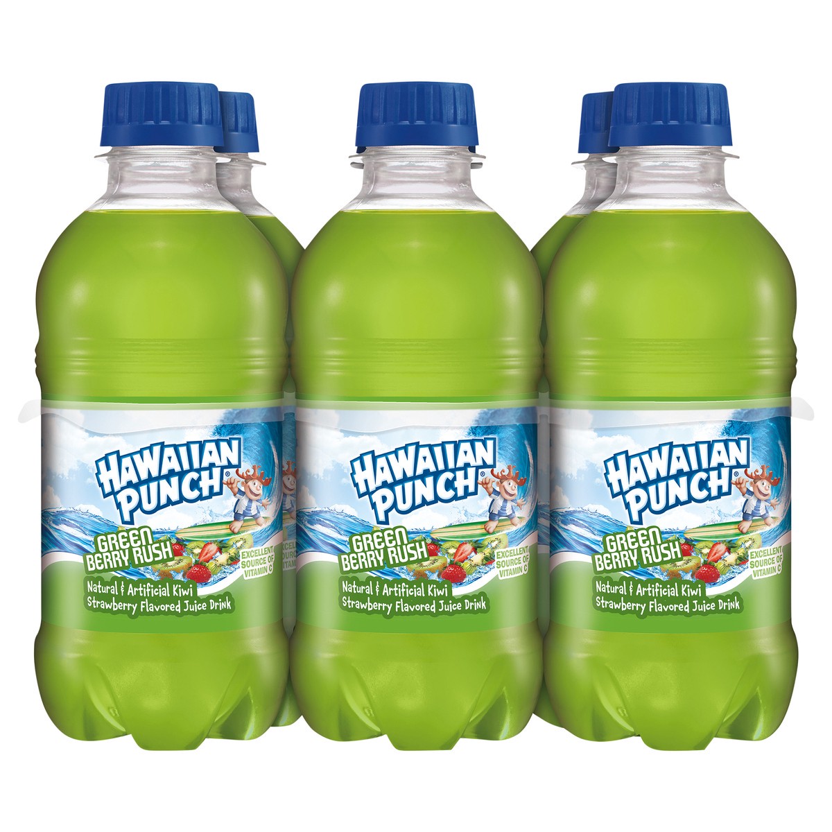 slide 7 of 11, Hawaiian Punch Green Berry Rush Juice Drink, 10 fl oz bottles, 6 pack, 6 ct