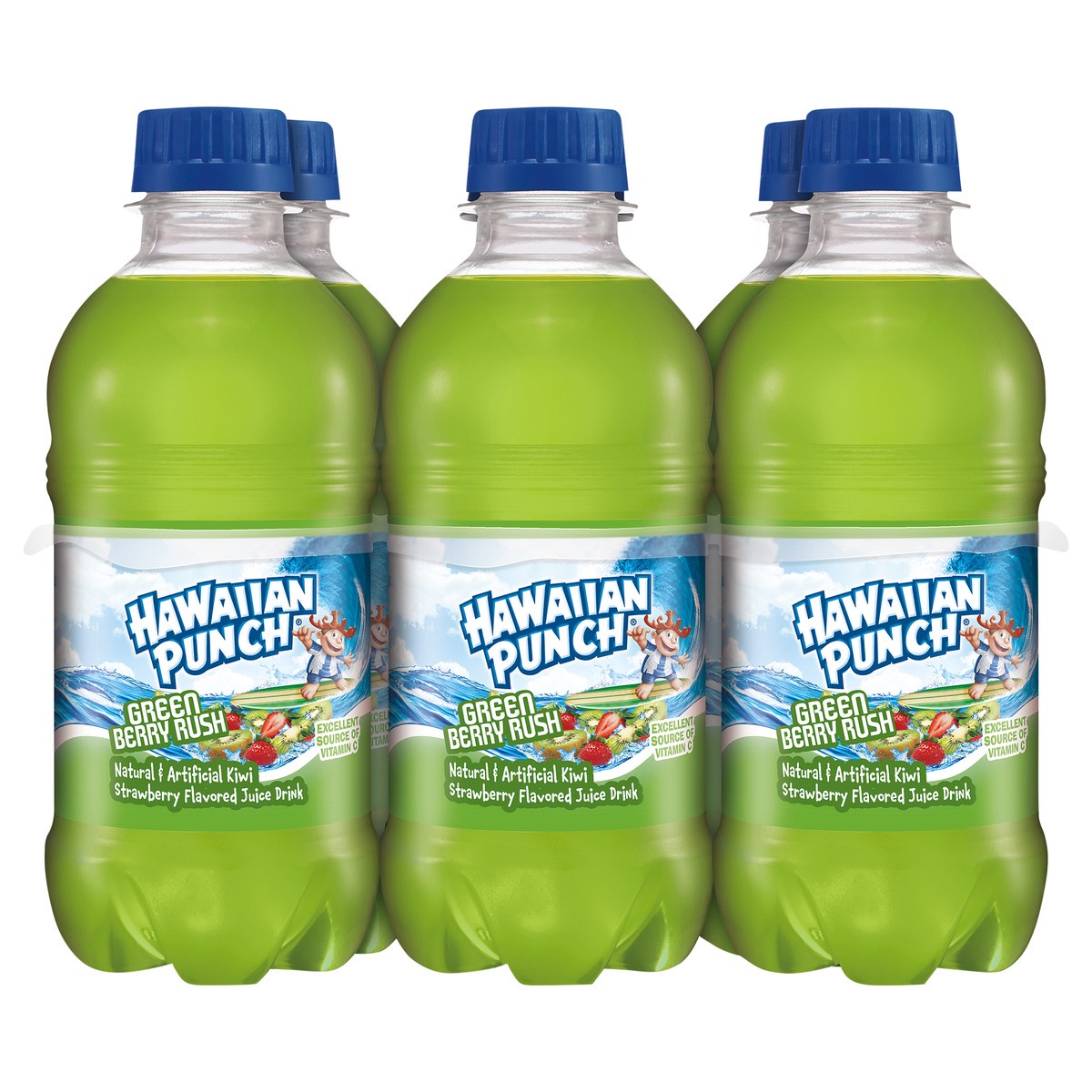 slide 1 of 11, Hawaiian Punch Green Berry Rush Juice Drink, 10 fl oz bottles, 6 pack, 6 ct