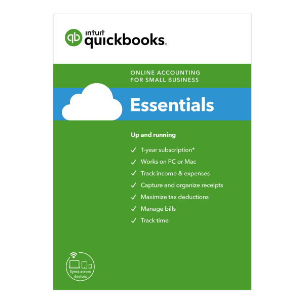 slide 1 of 2, QuickBooks Intuit® QuickBooks® Online Essentials 2019, For PC/Mac®, 1-Year Subscription, Download, 1 ct
