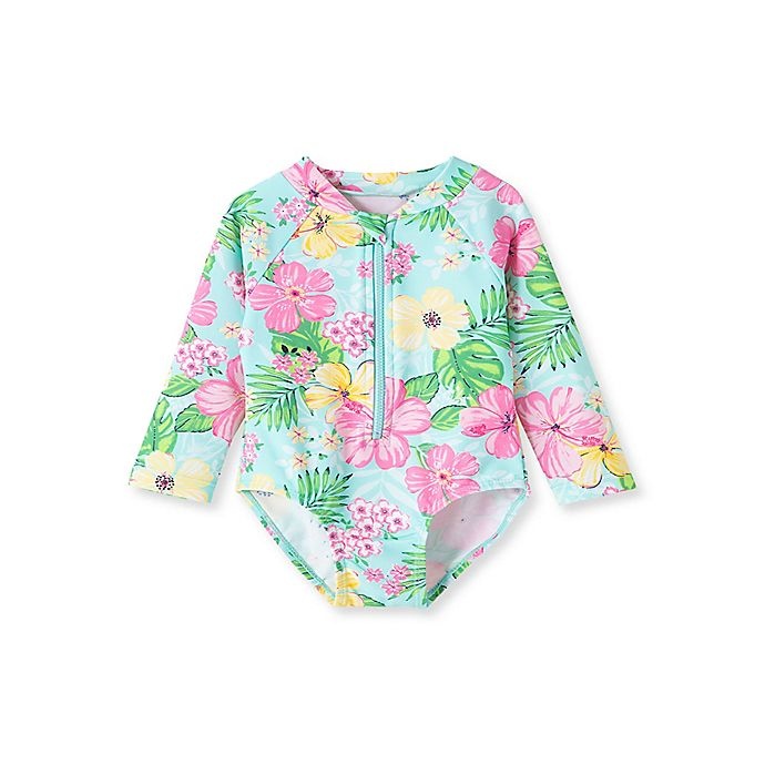 slide 1 of 2, Little Me Rashguard 3-6M Tropical Pink Yellow, 1 ct