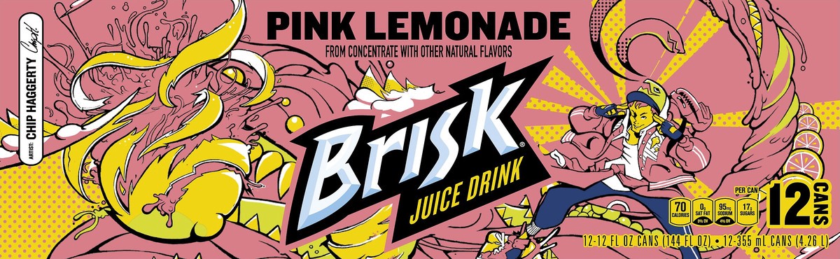 slide 3 of 5, Brisk 12 Pack Pink Lemonade Juice Drink 12 ea - 12 ct, 12 ct