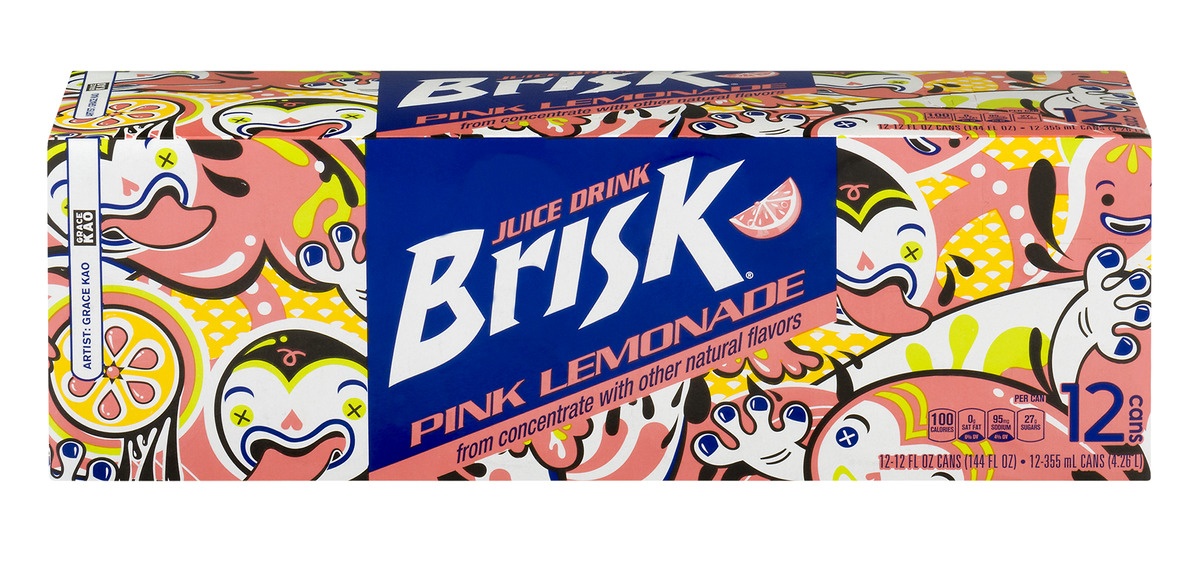 slide 1 of 1, Brisk Pink Lemonade, 12 ct; 12 fl oz