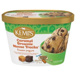 Kemps Caramel Brownie Moose Tracks Frozen Yogurt 1.5 quart