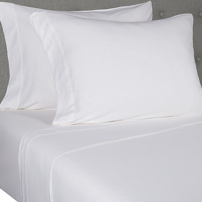 slide 1 of 1, Simply Essential Heathered Jersey Standard/Queen Pillowcases - White, 2 ct