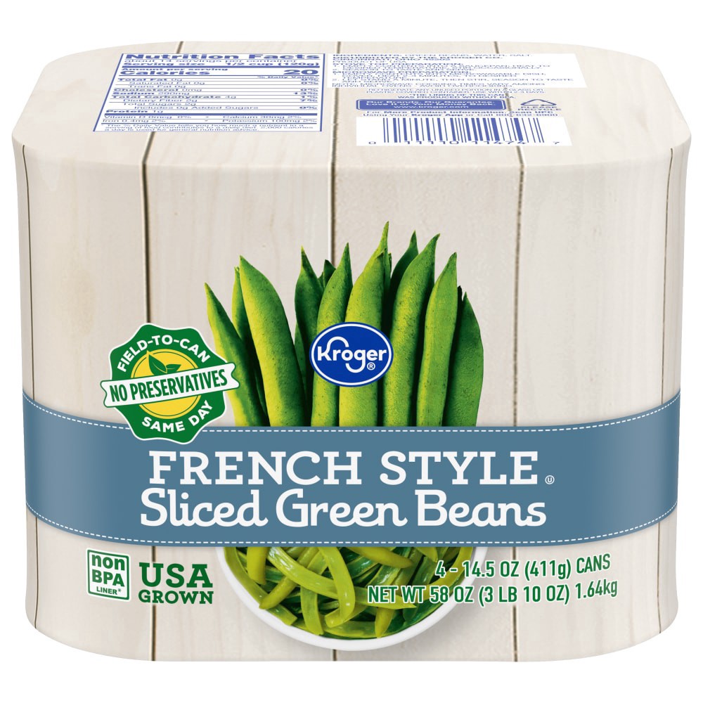 slide 1 of 4, Kroger French Style Sliced Green Bean Cans, 4 ct; 14.5 oz