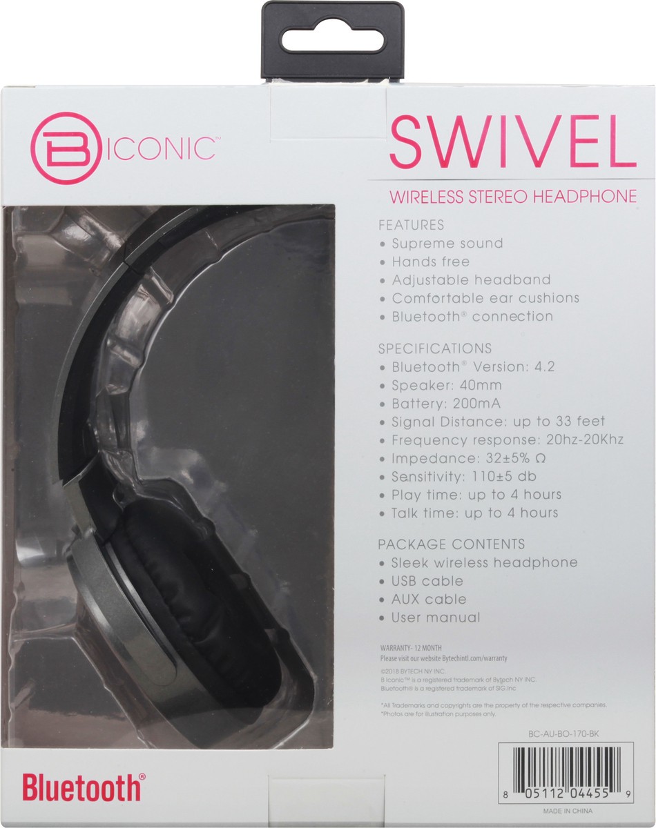 slide 3 of 10, B Iconic Swivel Wireless Stereo Headphone 1 ea, 1 ea