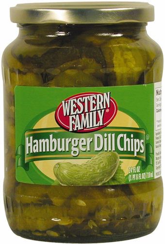 slide 1 of 1, Western Family Hamburger Dill Chips, 24 oz