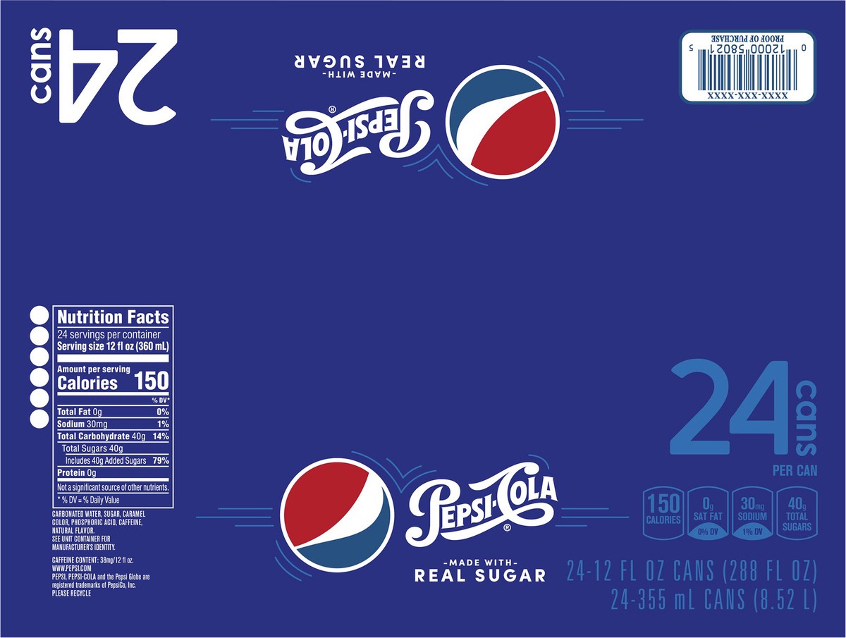 slide 5 of 6, Pepsi Real Sugar Cn 24Cb - 24 ct, 12 oz