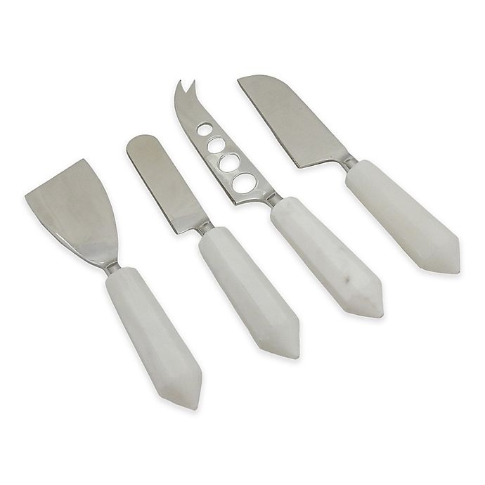 slide 1 of 2, Artisanal Kitchen Supply Cheese Knife Set with Faceted Marble Handles, 4 ct