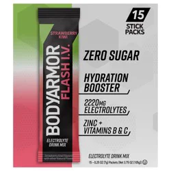 BODYARMOR Flash IV Strawberry Kiwi Pouches, 0.25 dry oz, 15 Pack