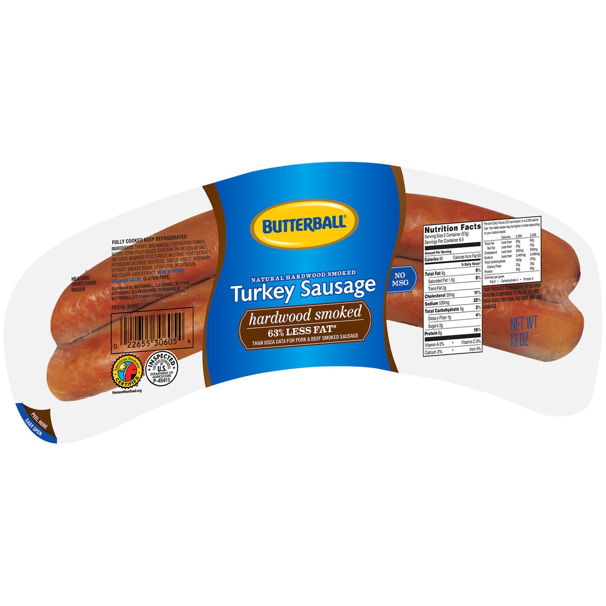 slide 12 of 14, Butterball Smoked Turkey Dinner Sausage - 2 Count 13 Oz, 14 oz