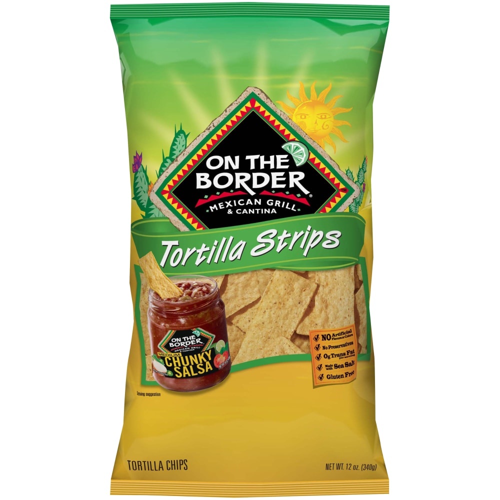 slide 1 of 1, On The Border Tortilla Chips Strips, 12 oz