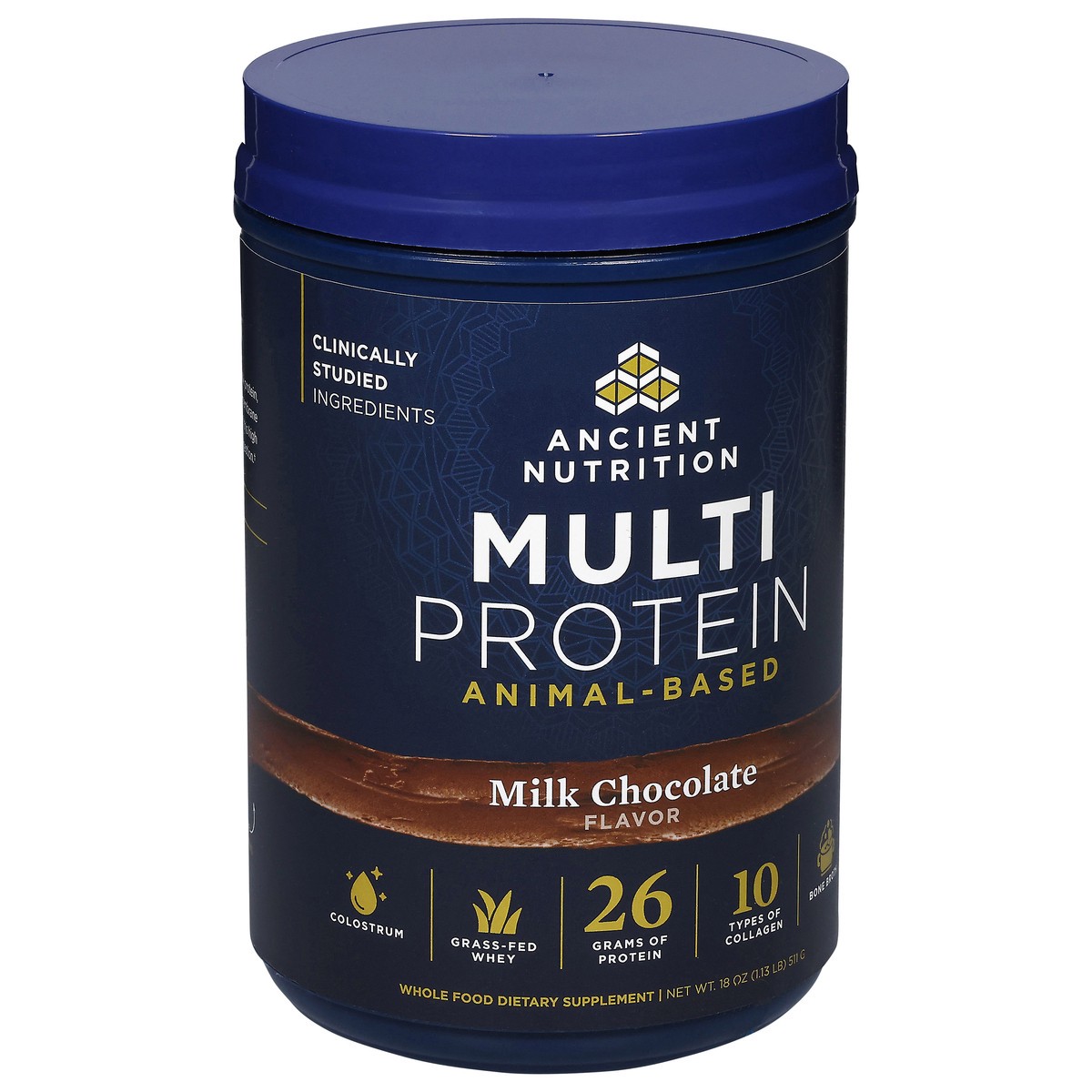 slide 14 of 14, Ancient Nutrition Multi Protein Animal Based Milk Chocolate, 511 gram