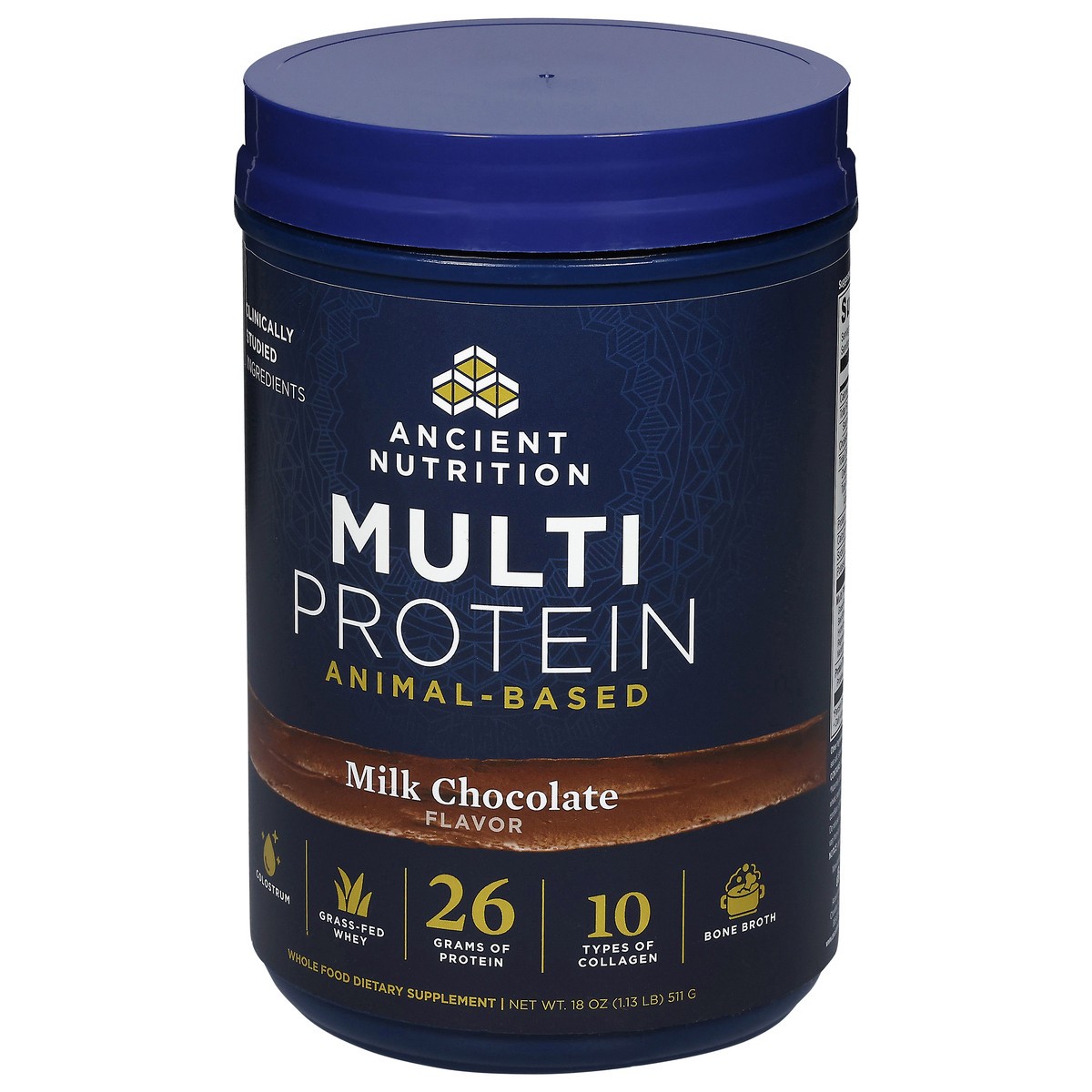slide 3 of 14, Ancient Nutrition Multi Protein Animal Based Milk Chocolate, 511 gram