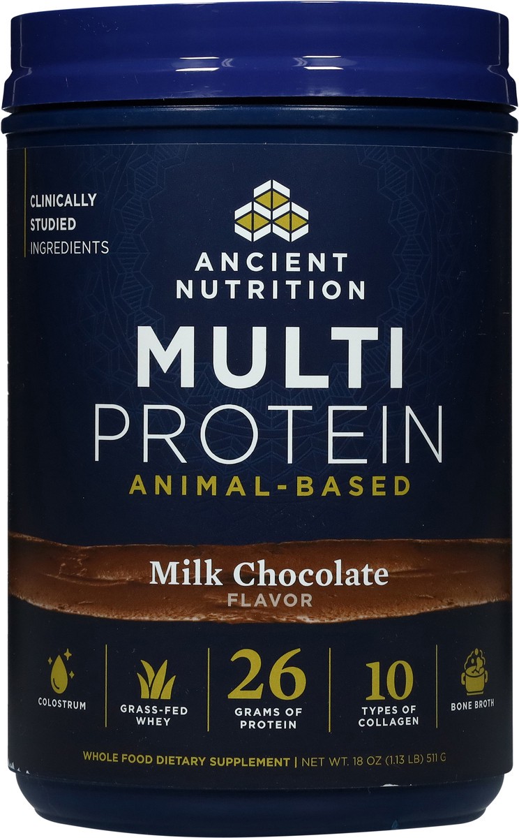 slide 6 of 14, Ancient Nutrition Multi Protein Animal Based Milk Chocolate, 511 gram