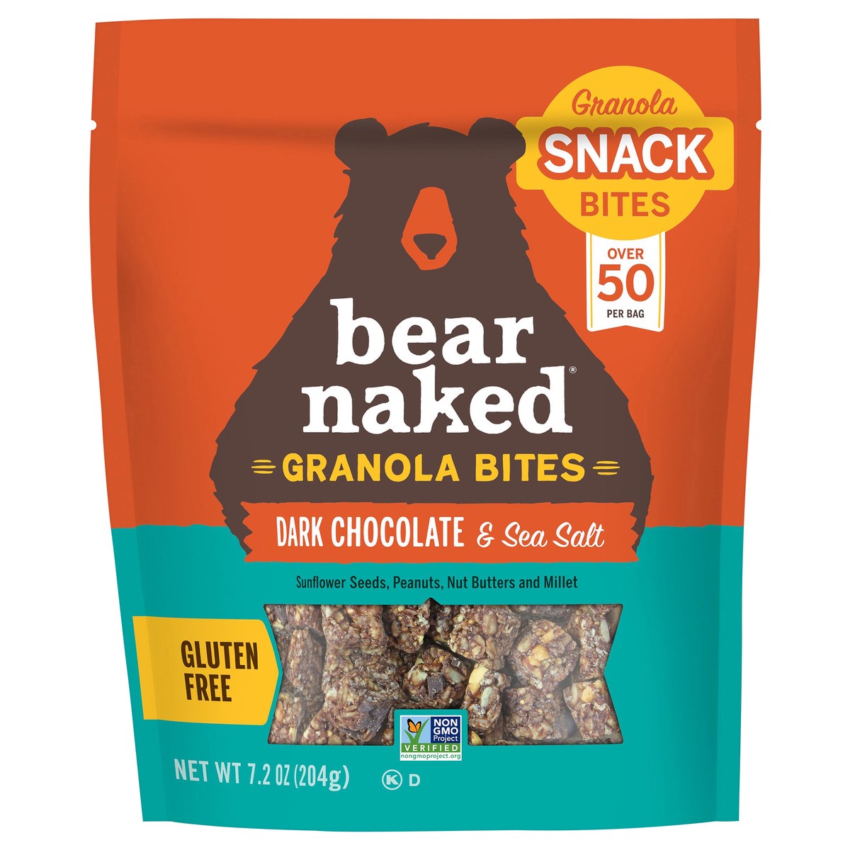 slide 1 of 7, Bear Naked Dark Chocolate and Sea Salt Granola Bites, 7.2 oz