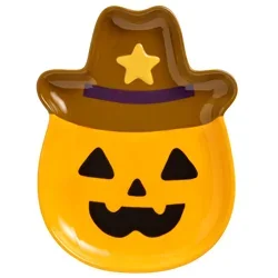 Destination Holiday Cowboy Jack-O-Lantern Dolomite Plate