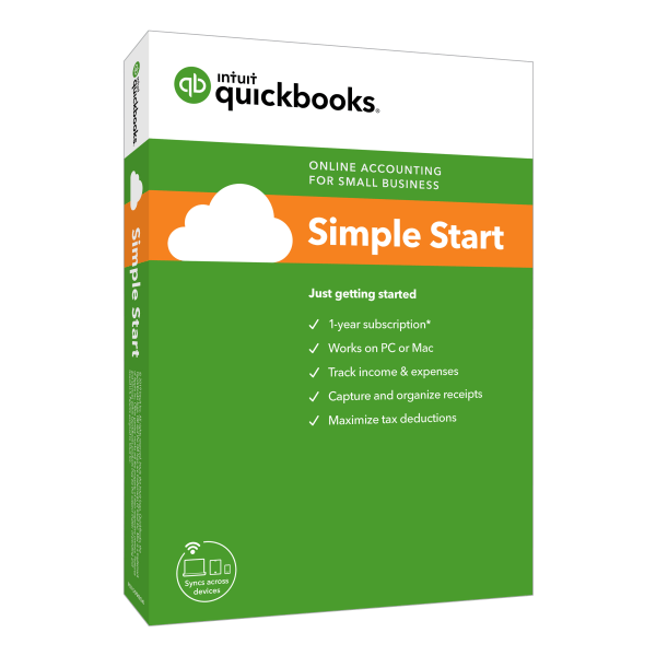 slide 2 of 2, QuickBooks Intuit® QuickBooks® Online Simple Start 2019, 1-Year Subscription, For PC/Mac®, Download, 1 ct