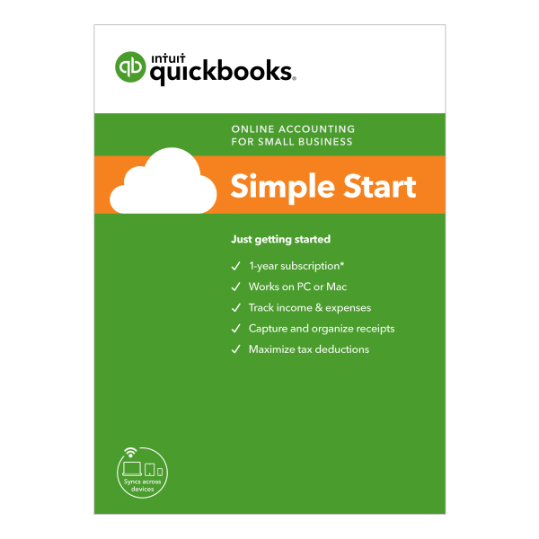 slide 1 of 2, QuickBooks Intuit® QuickBooks® Online Simple Start 2019, 1-Year Subscription, For PC/Mac®, Download, 1 ct