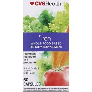slide 1 of 1, CVS Health Iron Whole-Food Based Dietary Supplement, 60 ct
