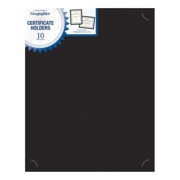 slide 1 of 1, Geographics Certificate Holder - Black - Recycled - 10 / Pack, 1 ct