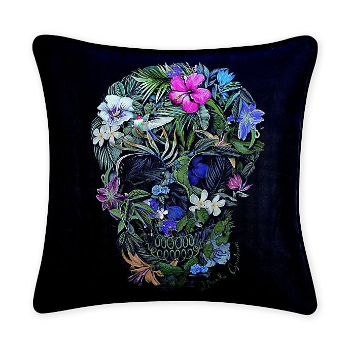 slide 1 of 1, Robert Graham Skull Square Throw Pillow - Black, 1 ct