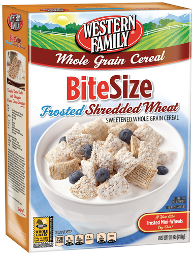 slide 1 of 1, Western Family Frosted Shred Wheat Bite Sz, 18 oz