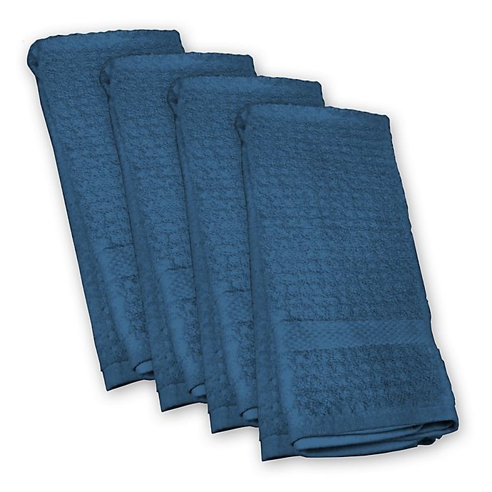 slide 1 of 1, Design Imports Waffle Kitchen Towels - Blue, 4 ct