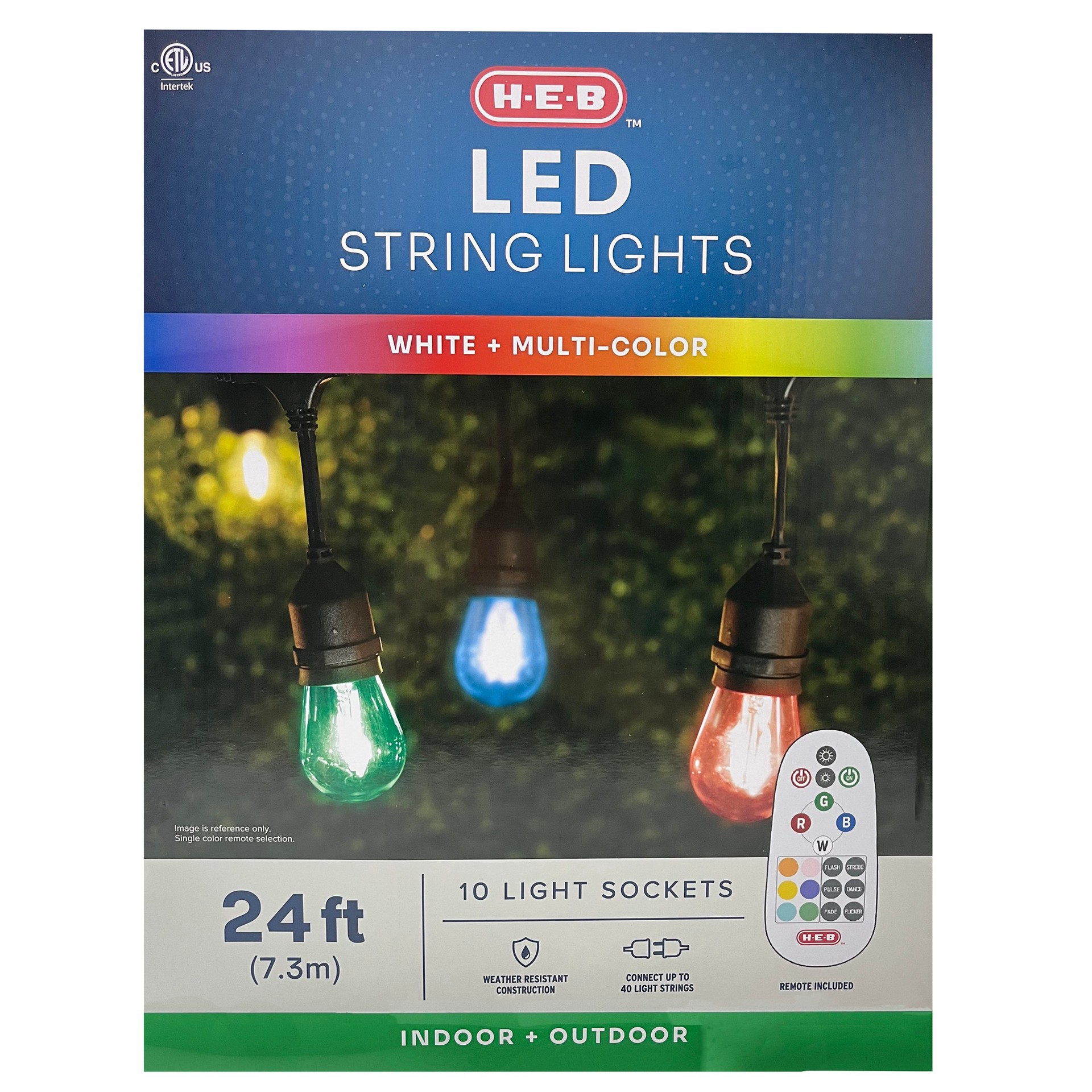 slide 1 of 1, H-E-B 10 LED String Lights with Remote Control, 24 ft