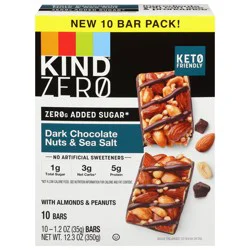 KIND Zero Added Sugar Dark Chocolate Nuts & Sea Salt Bar - 10 ct