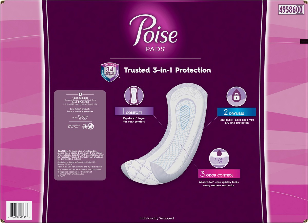 slide 8 of 9, Poise Long Length Ultimate Pads 108 ea, 