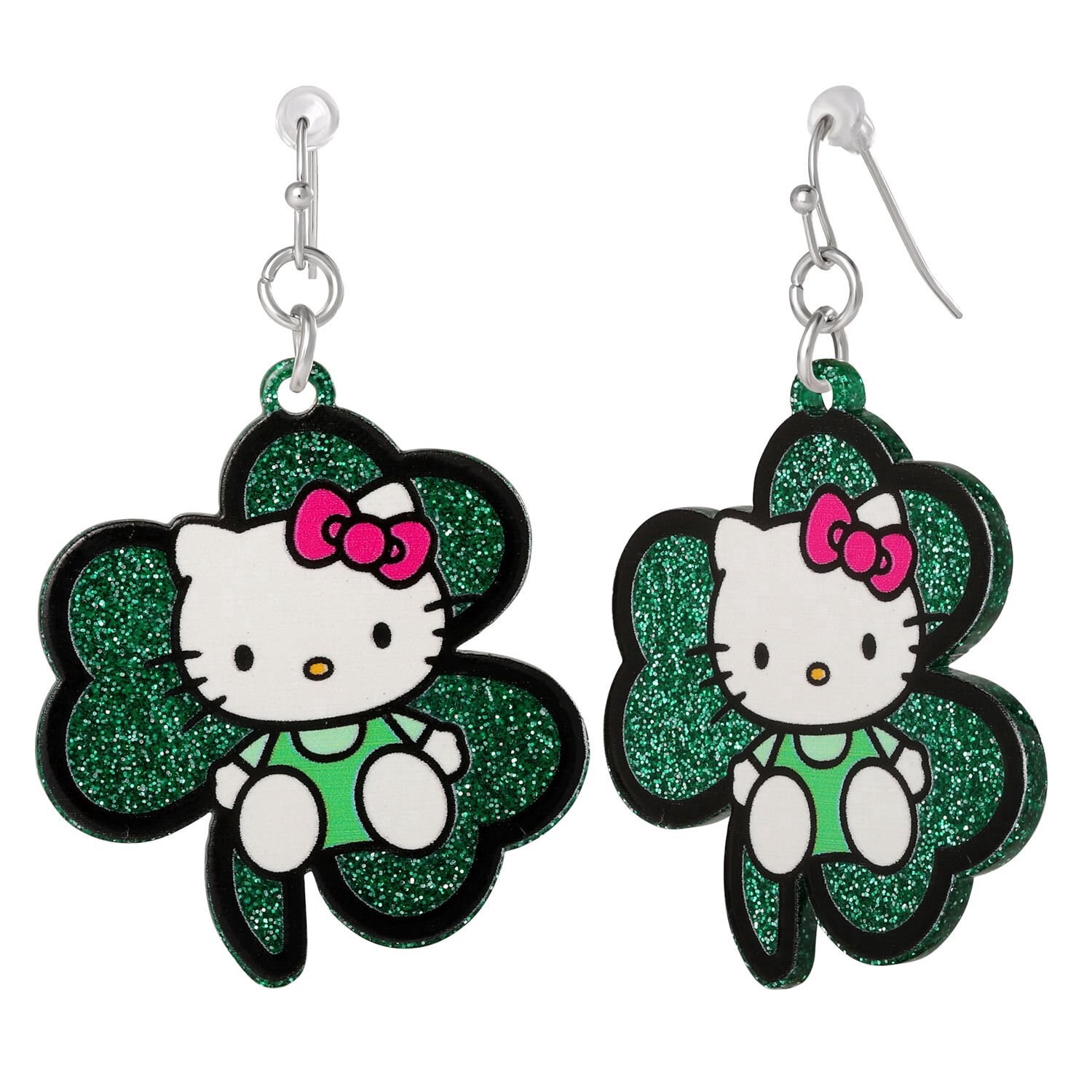 slide 2 of 2, Hello Kitty St. Patrick's Day Shamrock Dangle Earrings, 1 ct