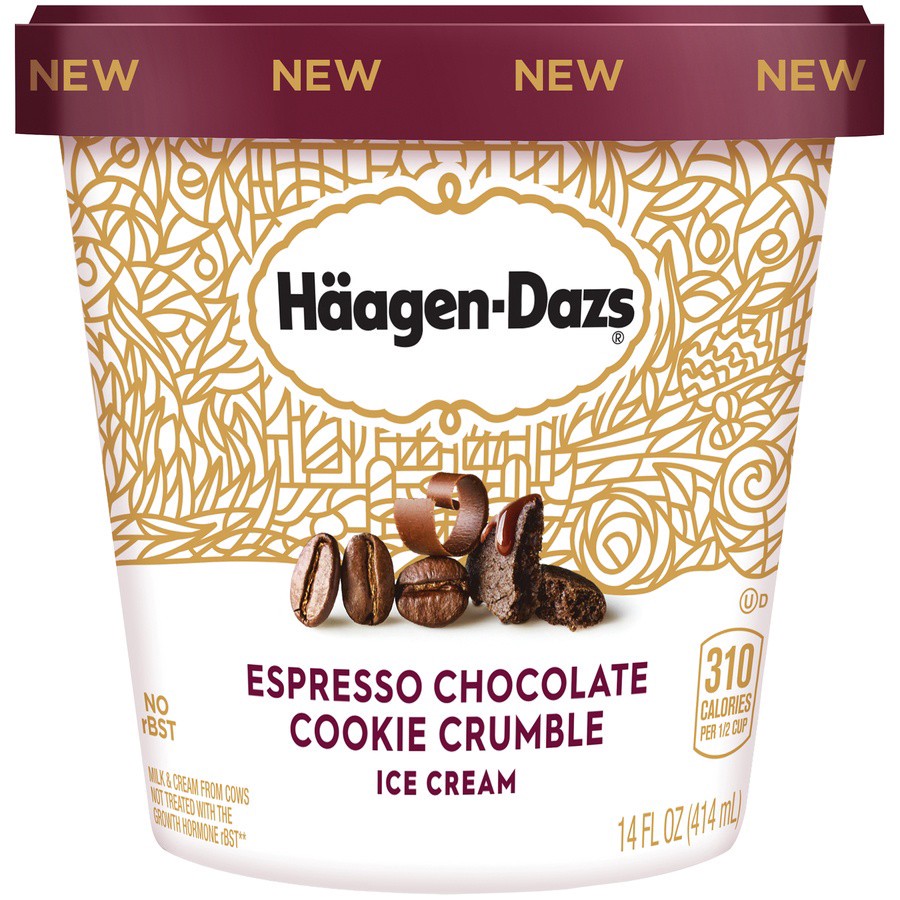 slide 1 of 6, Häagen-Dazs Espresso Chocolate Cookie Crumble Ice Cream, 14 fl oz