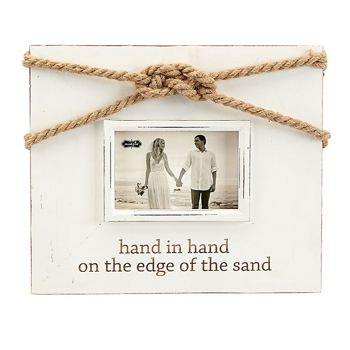 slide 1 of 2, Mud Pie Hand - Hand Knot Picture Frame - White, 5 in x 7 in