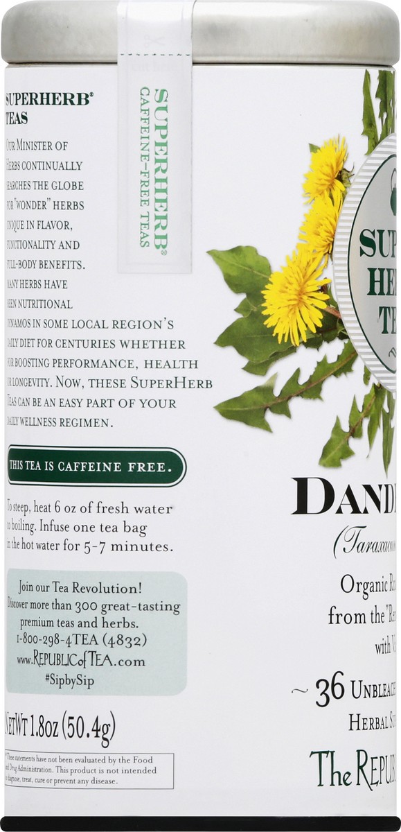 slide 10 of 12, The Republic of Tea Superherb Tea Dandelion Tea With Vanilla Herbal Supplement - 36 ct, 36 ct