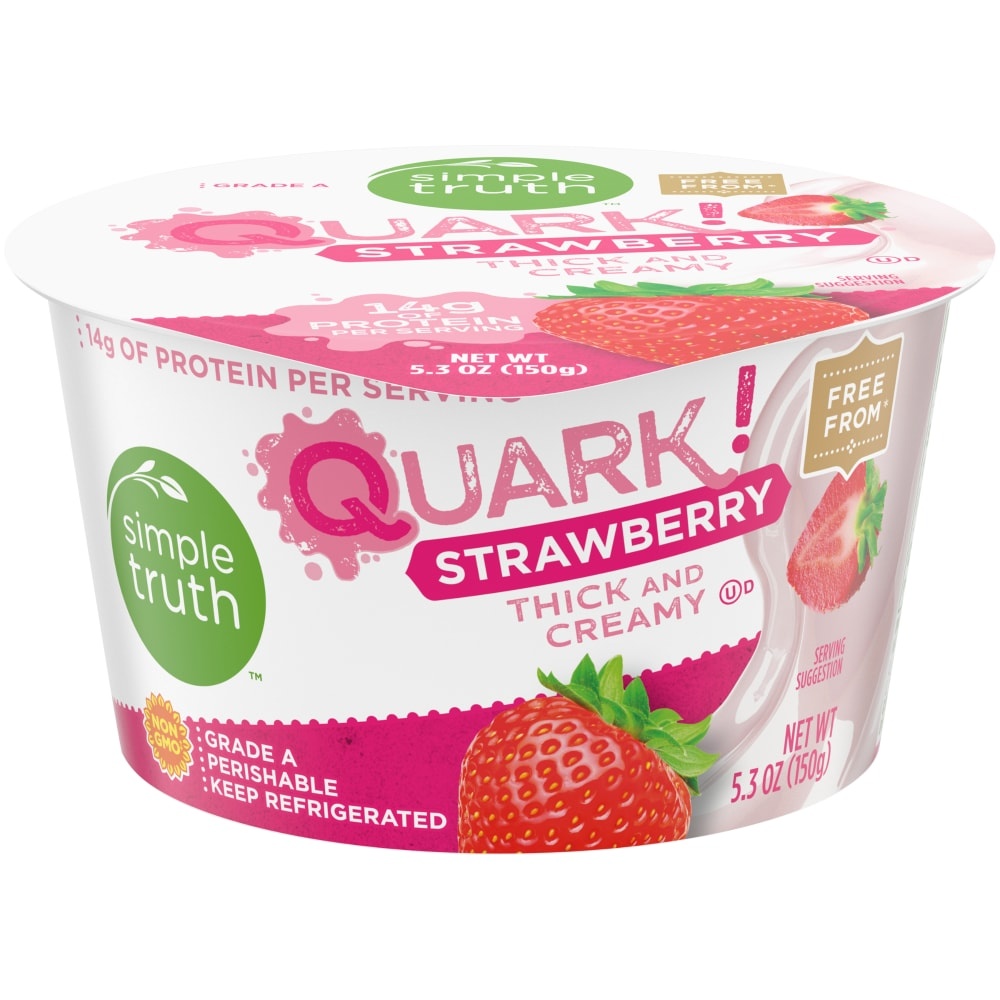 slide 1 of 1, Simple Truth Quark! Strawberry Unripened Cheese, 5.3 oz