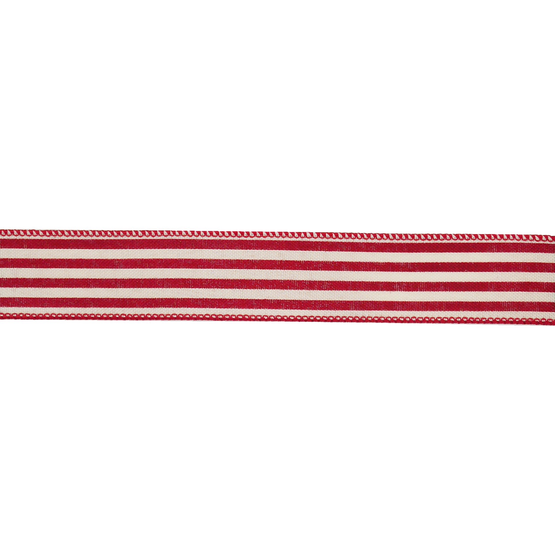 slide 3 of 3, 1.5" X 30ft. Red Ticking Stripes Wired Ribbon By Celebrate It, 1.5 in x 30 ft