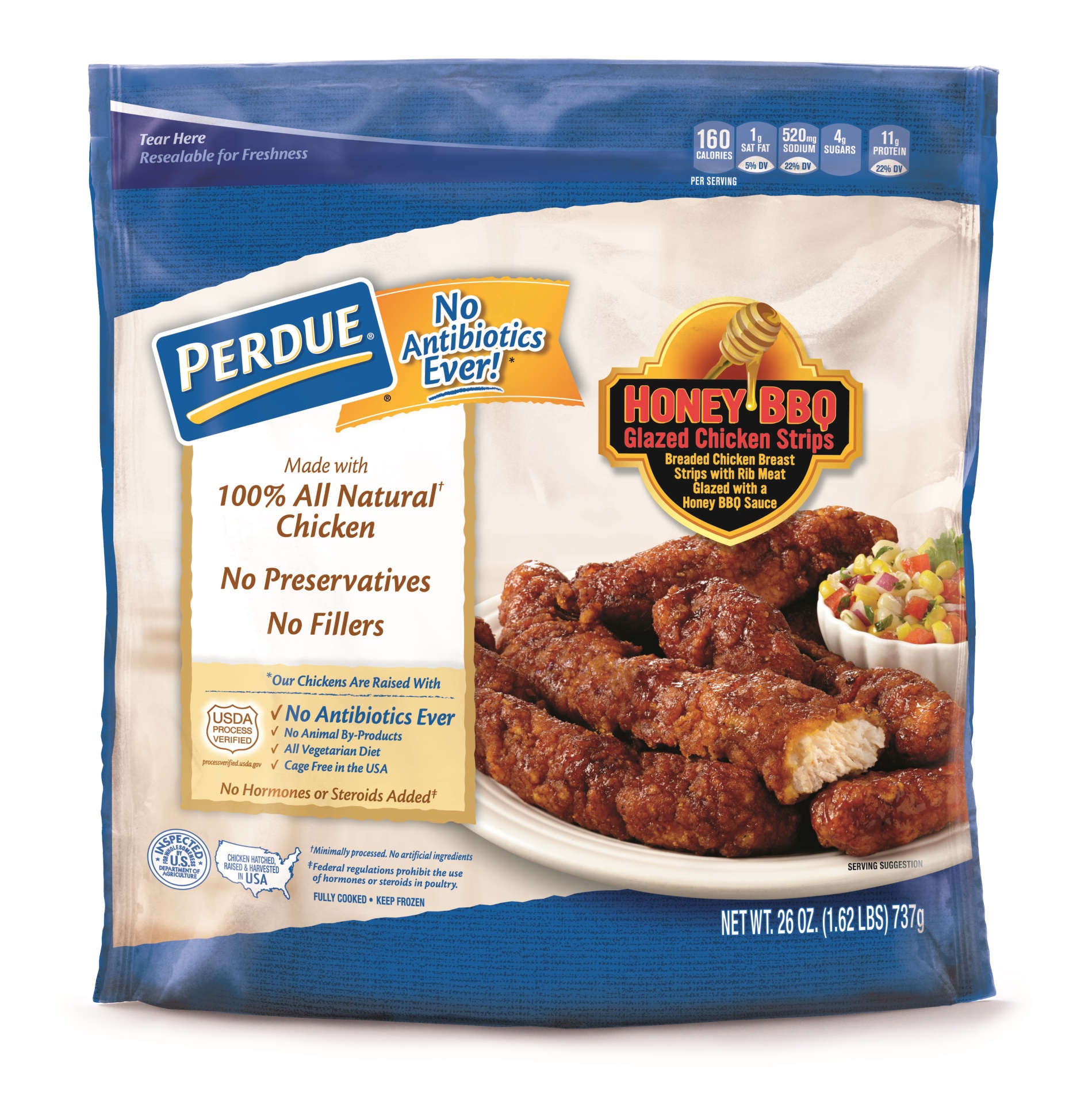 slide 1 of 1, PERDUE Frozen Honey BBQ Glazed Breaded Chicken Strips, 26 oz, 