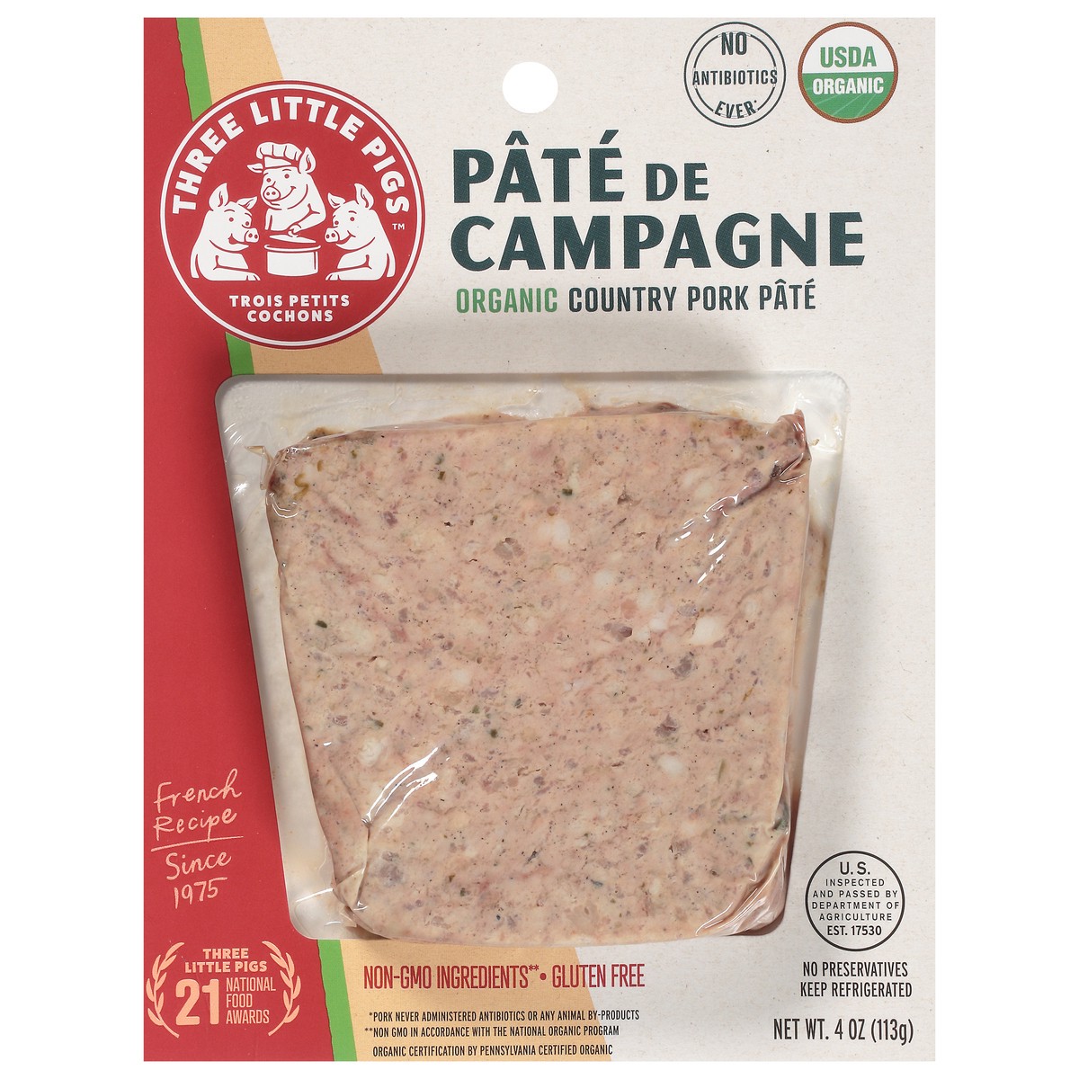 slide 13 of 13, Three Little Pigs Organic Country Pork Pate 4 oz, 4 oz