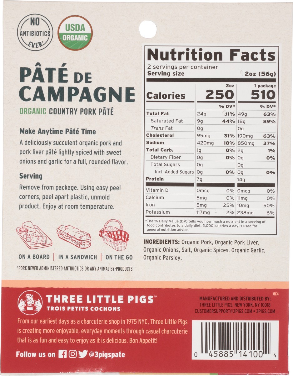 slide 3 of 13, Three Little Pigs Organic Country Pork Pate 4 oz, 4 oz
