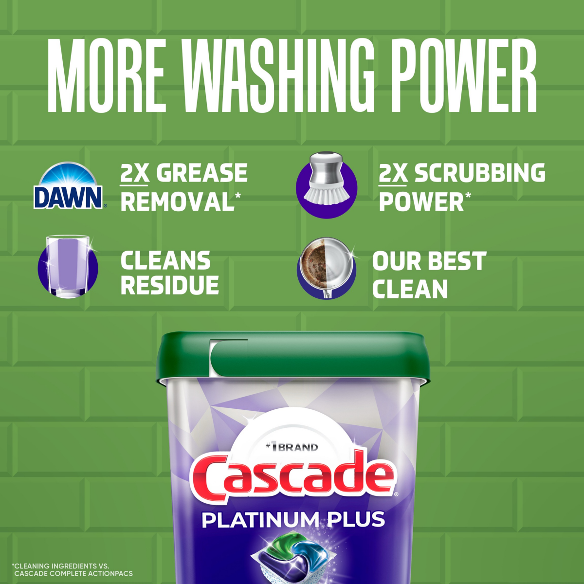 slide 25 of 29, Cascade Platinum Plus Dishwasher Pods, Dishwasher Detergent, Dish Detergent Soap, Lemon, 47 Count, 47 ct