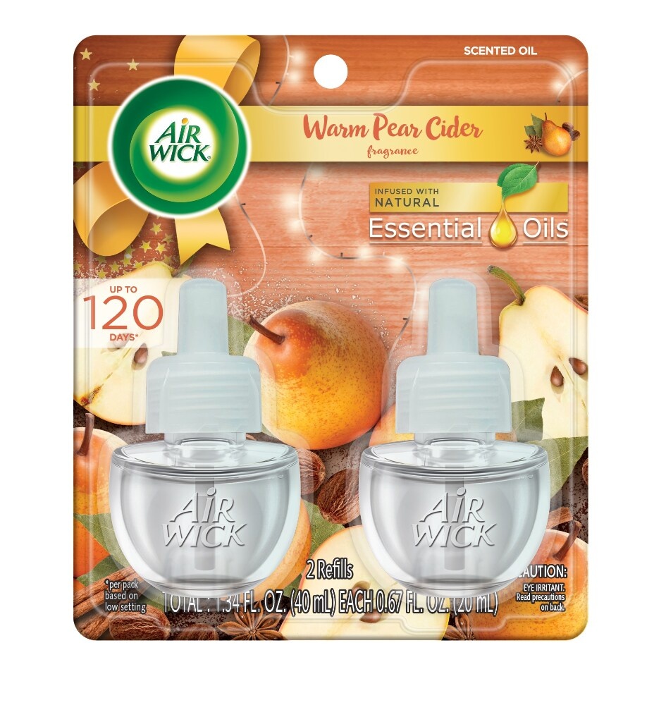 slide 1 of 1, Air Wick Warm Pear Cider Scented Oil Refills, 2 ct; 0.67 fl oz