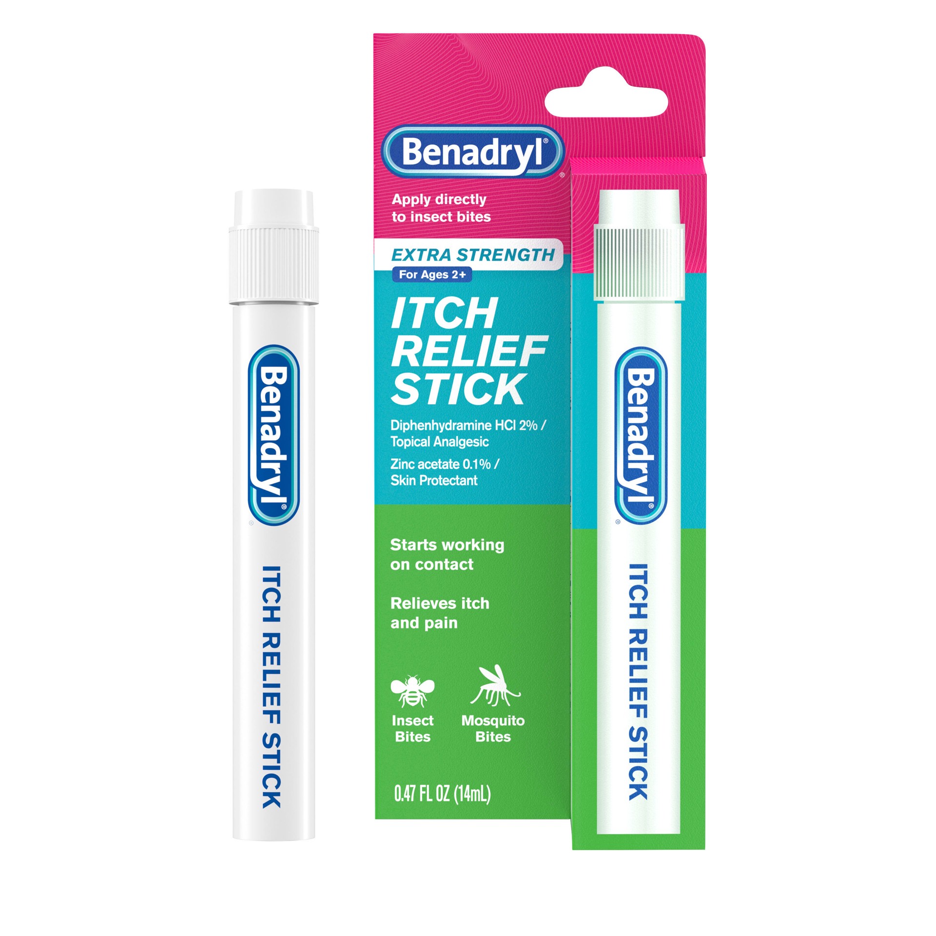 slide 2 of 9, Benadryl Extra Strength Itch Relief Stick - Travel Size - 0.47 fl oz, 14 ml