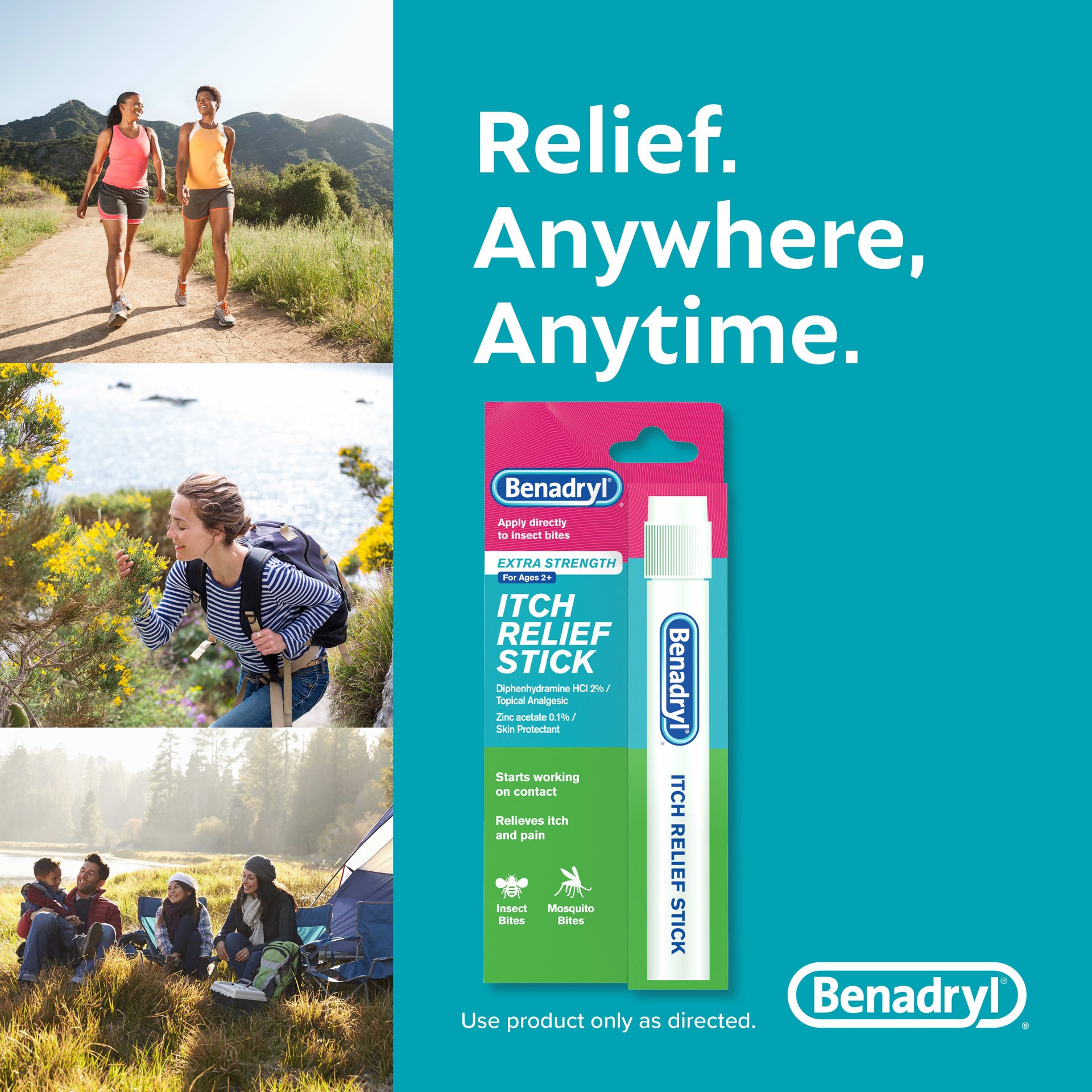 slide 7 of 9, Benadryl Extra Strength Itch Relief Stick - Travel Size - 0.47 fl oz, 14 ml