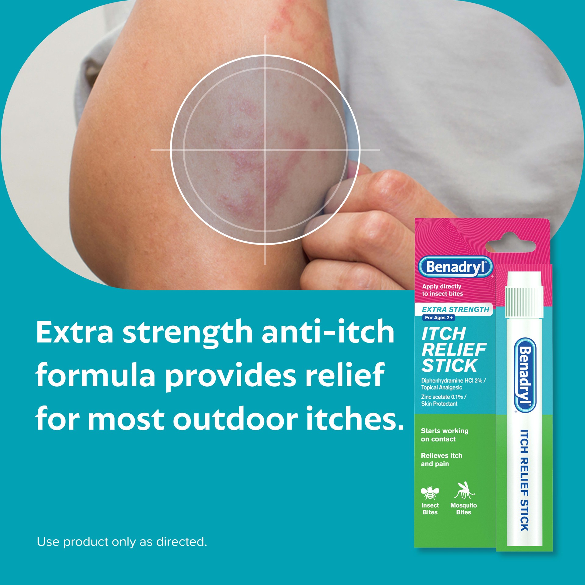 slide 3 of 9, Benadryl Extra Strength Itch Relief Stick - Travel Size - 0.47 fl oz, 14 ml