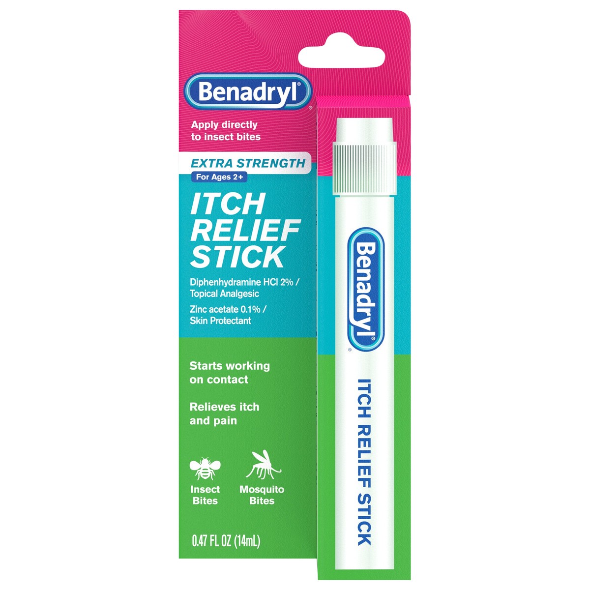 slide 1 of 9, Benadryl Extra Strength Itch Relief Stick, 0.47 Fl. Oz, 0.47 fl oz